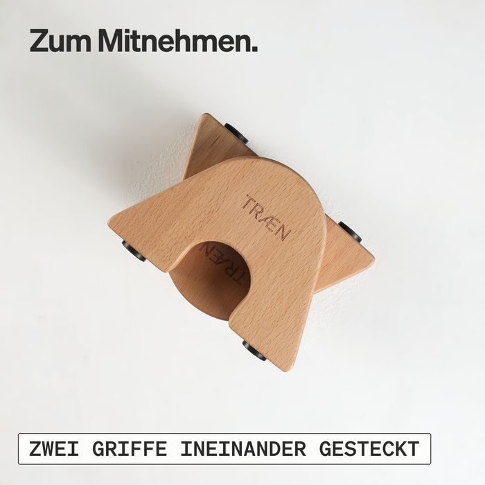 Zwei LG1-Standard-Griffe ineinandergesteckt von oben fotografiert