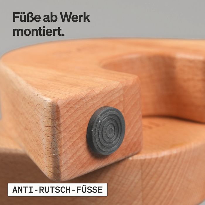 Nahaufnahme eines schwarzen Gummifußes an der Unterseite eines LG1-Bogens